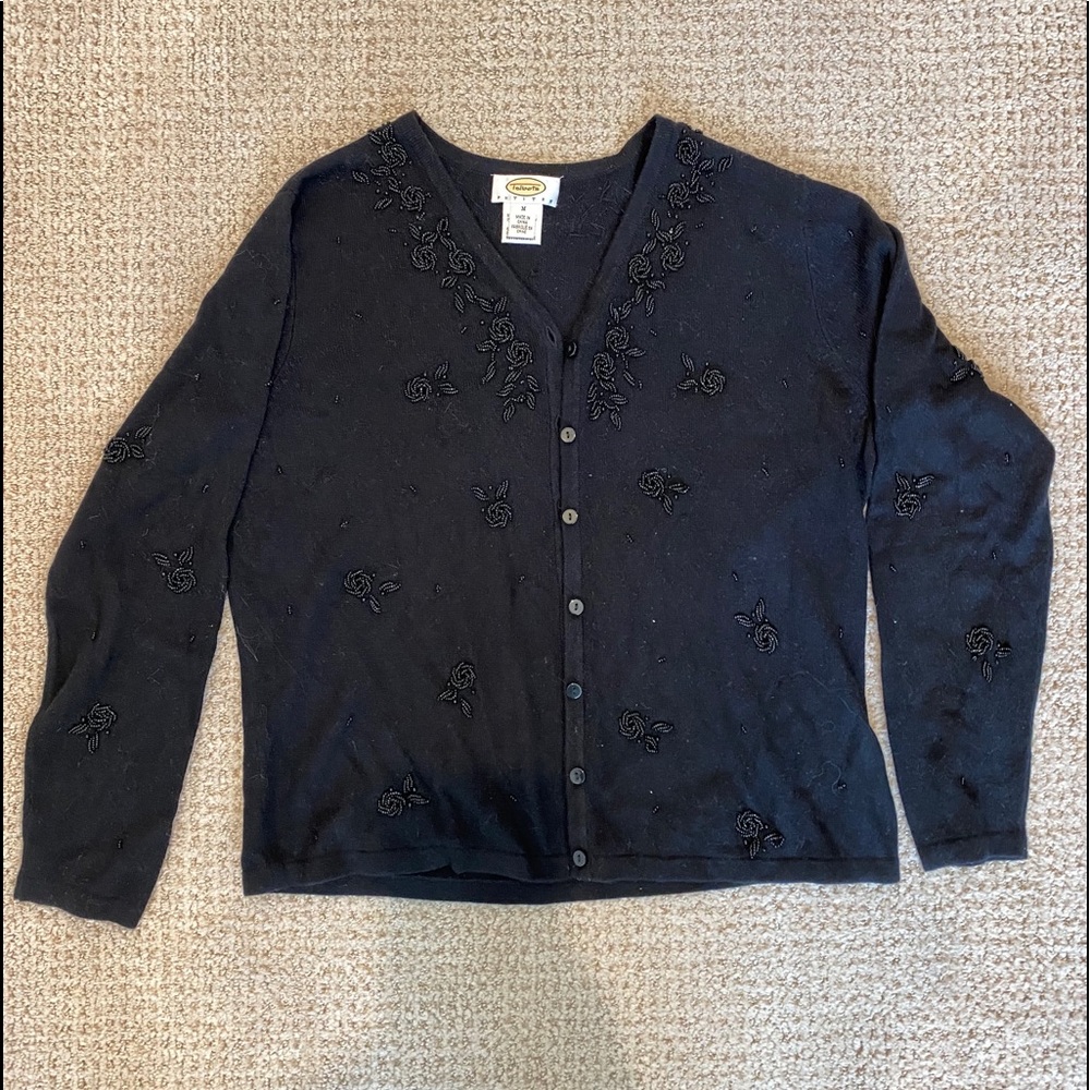 Talbots black twin set. Embellished cardigan+shell